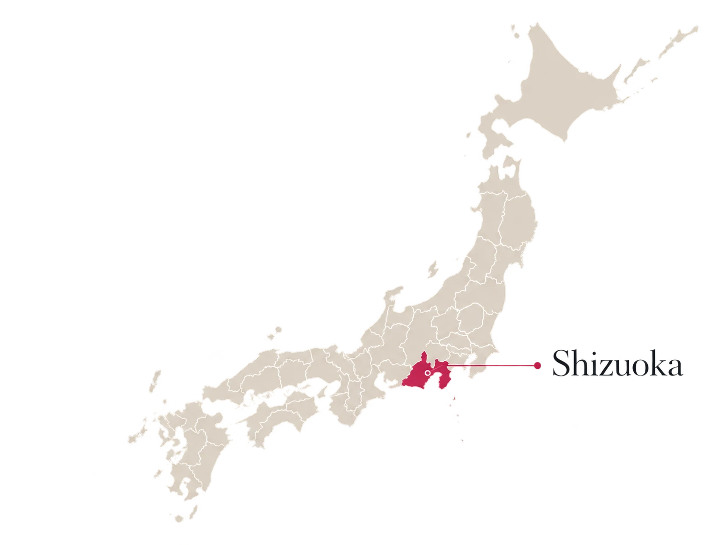 Karte von Japan mit Shizuoka markiert